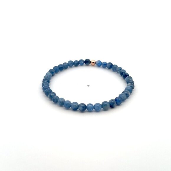 Natural Kyanite Gemstones Mini 4mm 18K Rose Gold Charm Bead - Picture 3 of 6